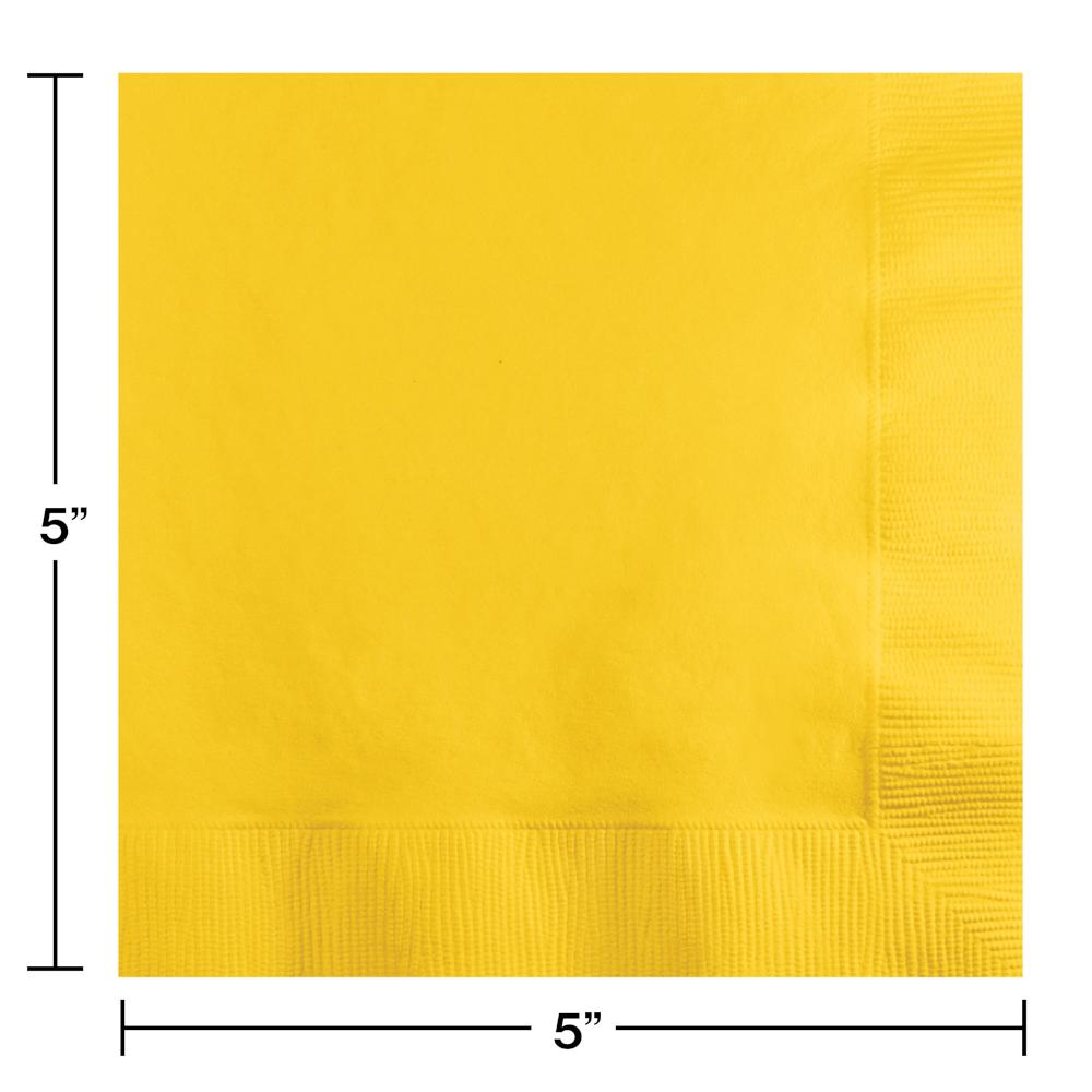 240 pc Bulk School Bus Yellow Value Friendly Beverage Napkins