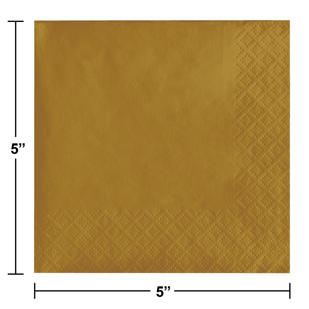500 pc Bulk Glittering Gold Beverage Napkins 3 ply