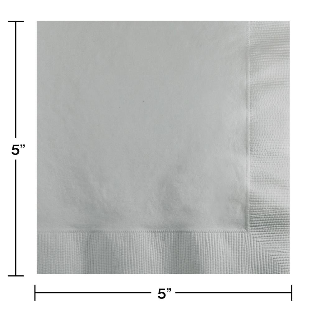 500 pc Bulk Shimmering Silver Beverage Napkins 3 ply