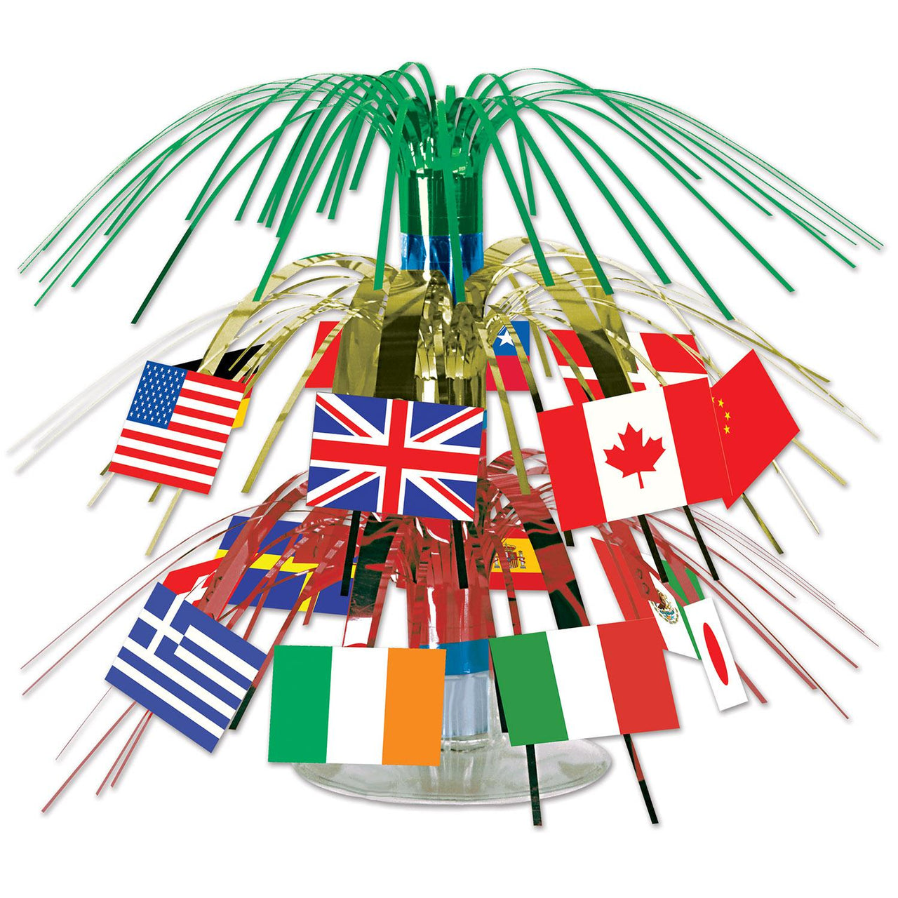 Int'l Flag Mini Cascade Party Centerpiece - Bulk 12 Pack