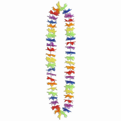 Luau Party Silk 'N Petals Rainbow Floral Lei - Bulk/50 Leis