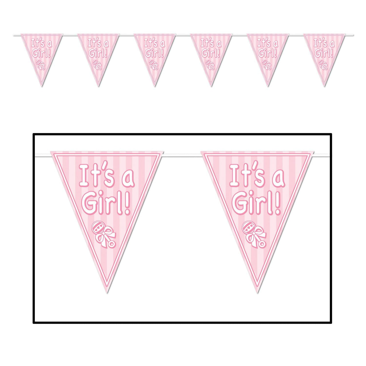 It's A Girl! Pennant Banner - Bulk 12 Pack