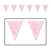 It's A Girl! Pennant Banner - Bulk 12 Pack
