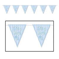 It's A Boy! Pennant Banner - Bulk 12 Pack