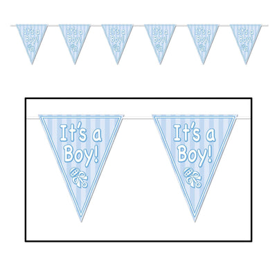 It's A Boy! Pennant Banner - Bulk 12 Pack