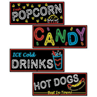 Neon Food Sign Party Cutouts - Bulk 48 Pack