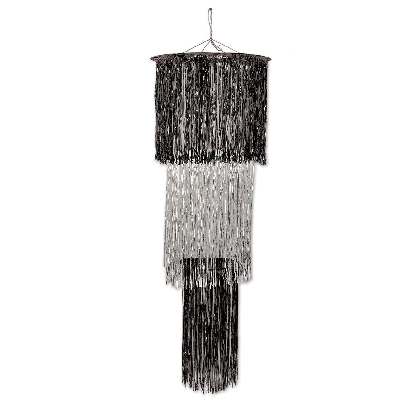 3-Tier (1-Ply) Shimmering Party Chandelier - black/silver - Bulk 6 Pack