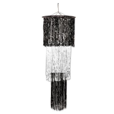 New Year's Eve 3-Tier (1-Ply) Shimmering Chandelier - black/white - Bulk 6 Pack