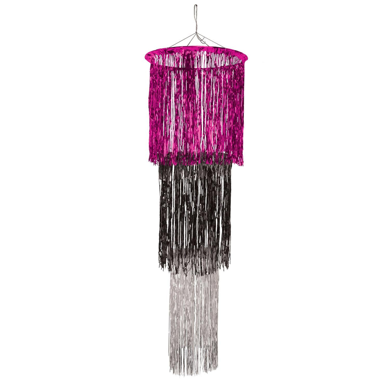3-Tier (1-Ply) Shimmering Chandelier - cerise - black - silver - Bulk 6 Pack