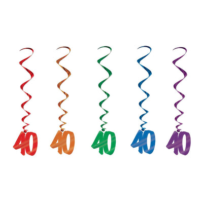 40th Birthday Party Whirls- Multicolor - Bulk/30 Whirls