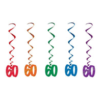 60th Birthday Party Whirls- Multicolor - Bulk/30 Whirls