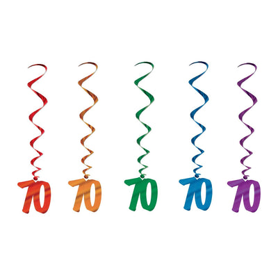 70th Birthday Party Whirls - Solid Multicolor - Bulk/30 Whirls