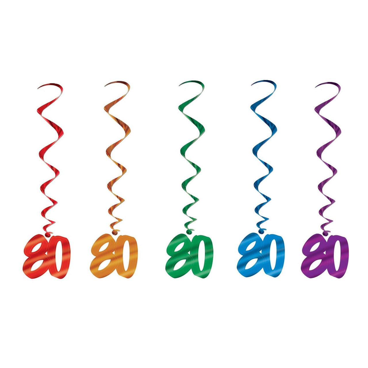80th Birthday Party Whirls - Asst colors - Bulk/30 Whirls