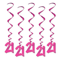 21st Birthday Party Whirls Pink - Bulk/30 Whirls
