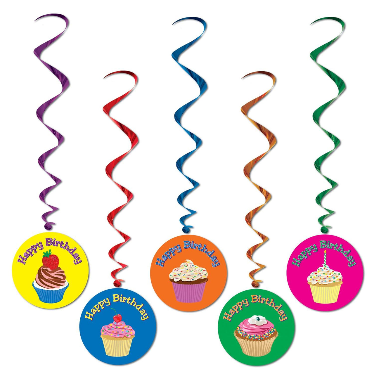 Cupcake Happy Birthday Party Whirls - Bulk/30 Whirls