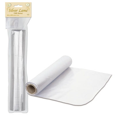 Lame Table Runner - silver - cut to length - Bulk 6 Pack