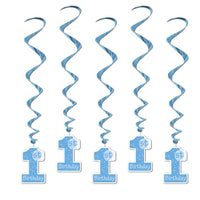 1st Birthday Party Whirls - blue - Bulk/30 Whirls
