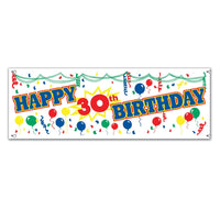 Happy 30th Birthday Party Sign Banner - Bulk 12 Pack
