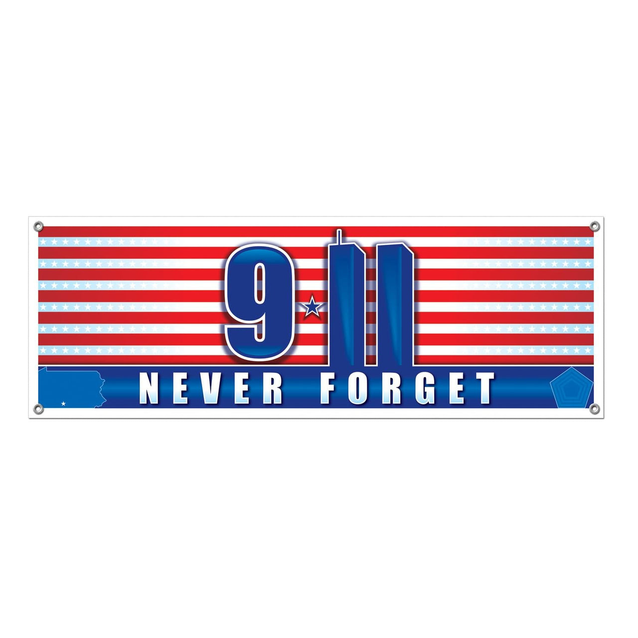 9/11 Never Forget Party Sign Banner - Bulk 12 Pack