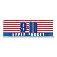 9/11 Never Forget Party Sign Banner - Bulk 12 Pack