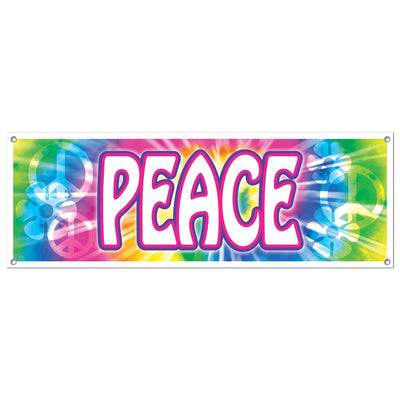 Peace Sign Party Banner - Bulk 12 Pack
