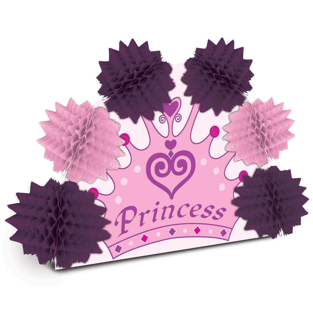 Princess Crown 2-Sided Party Centerpiece - Bulk 12 Pack