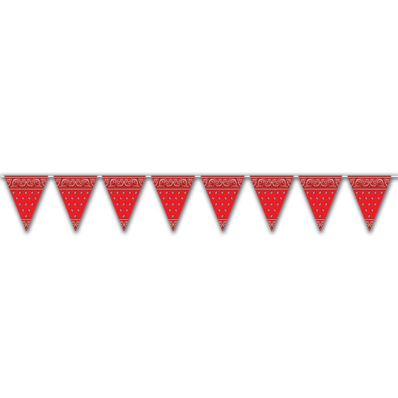Red Bandana Party Pennant Banner - Bulk 12 Pack