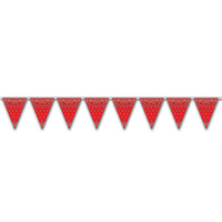 Red Bandana Party Pennant Banner - Bulk 12 Pack