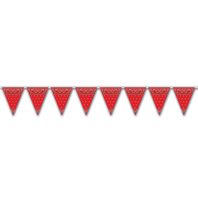 Red Bandana Party Pennant Banner - Bulk 12 Pack