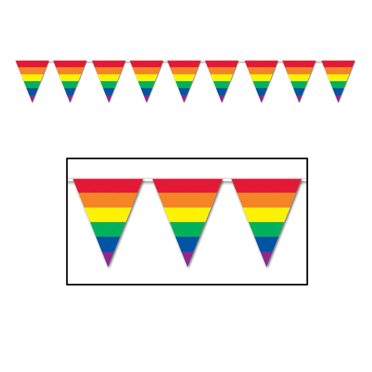 12 ft. Rainbow Stripes Party Pennant Banner - Bulk 12 Pack