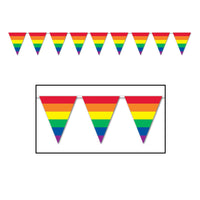 12 ft. Rainbow Stripes Party Pennant Banner - Bulk 12 Pack