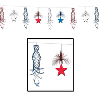 Star Shimmer Party Garland - red - white - blue - Bulk 12 Pack