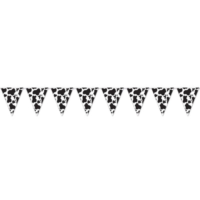 Cow Print Pennant Party Banner - Bulk 12 Pack