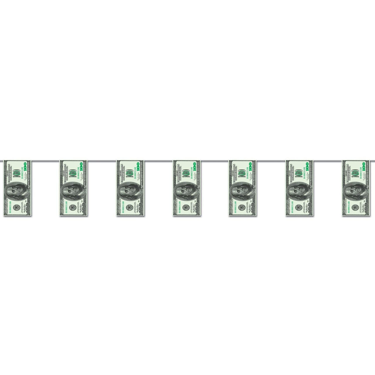 $100 Bill Pennant Party Banner - Bulk 12 Pack