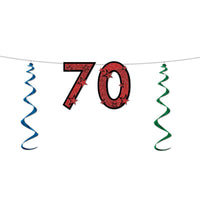 70th Birthday Party Glittered Streamer - Bulk 12 Pack