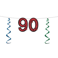 90th Birthday Party Glittered Streamer - Bulk 12 Pack