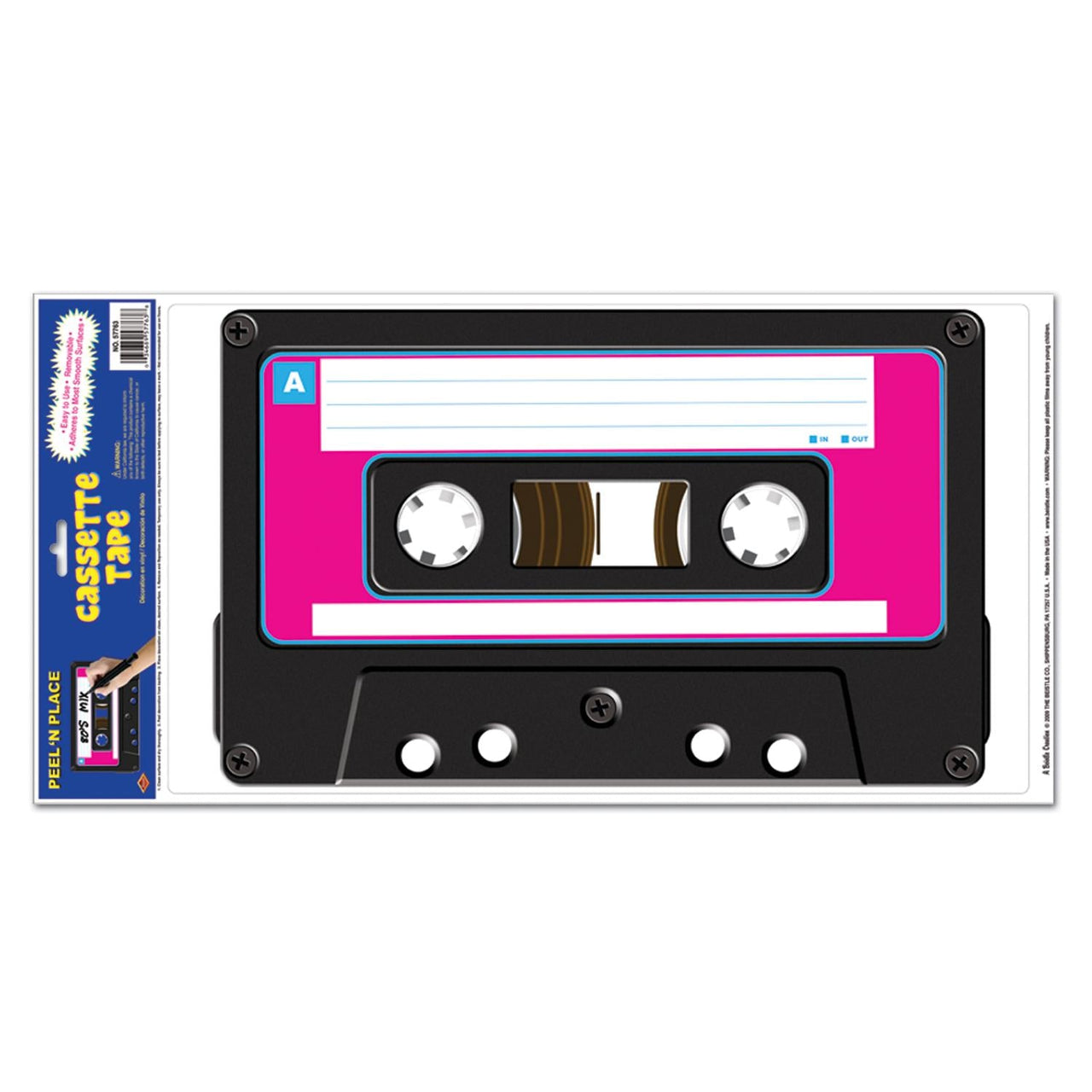 Cassette Tape Peel 'N Place Clings Party Decor - Bulk/12 Clings