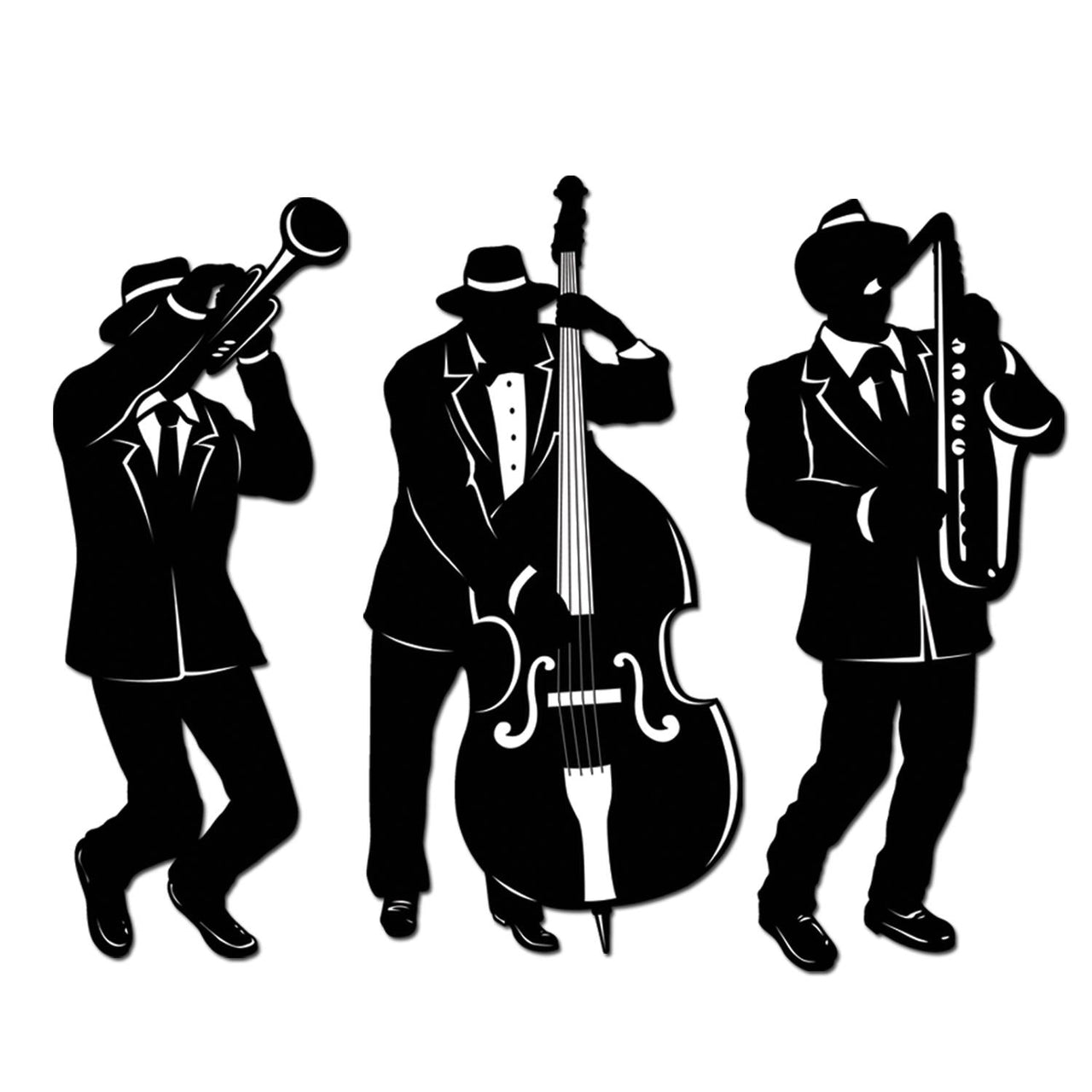 Mardi Gras Jazz Trio Silhouettes - Bulk/36 Silhouettes
