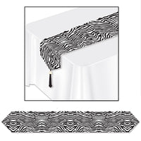 Printed Zebra Print Party Table Runner - Bulk 12 Pack