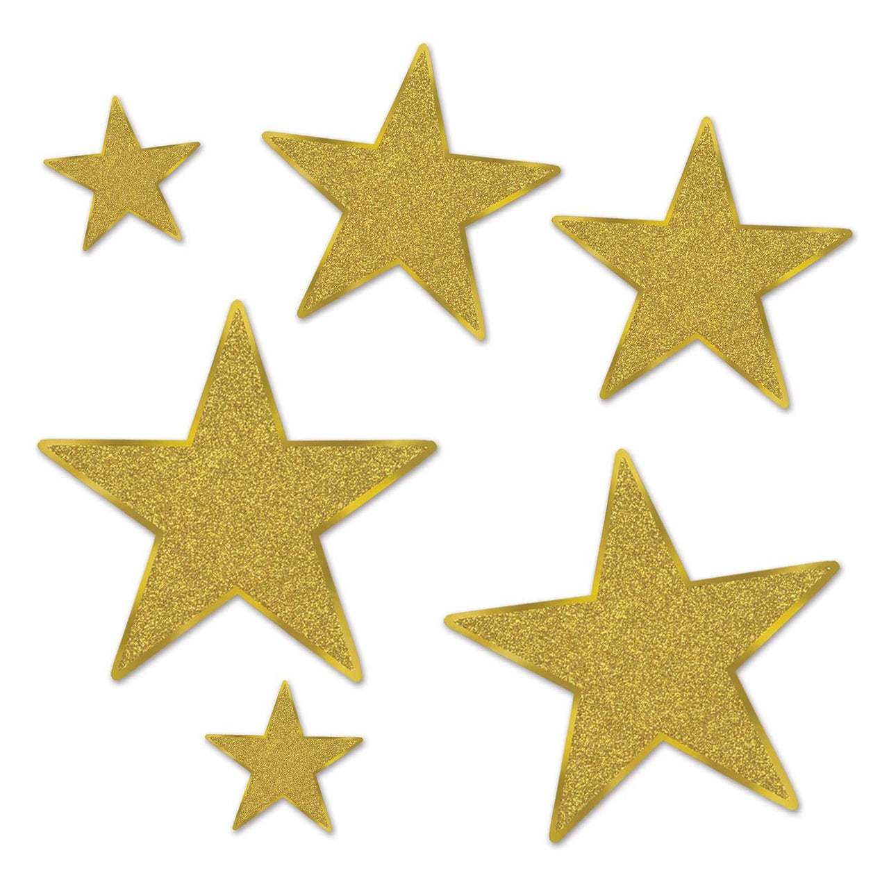 Glittered Foil Star Party Cutouts - gold - Bulk 72 Pack