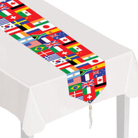 Printed International Flag Party Table Runner - Bulk 12 Pack