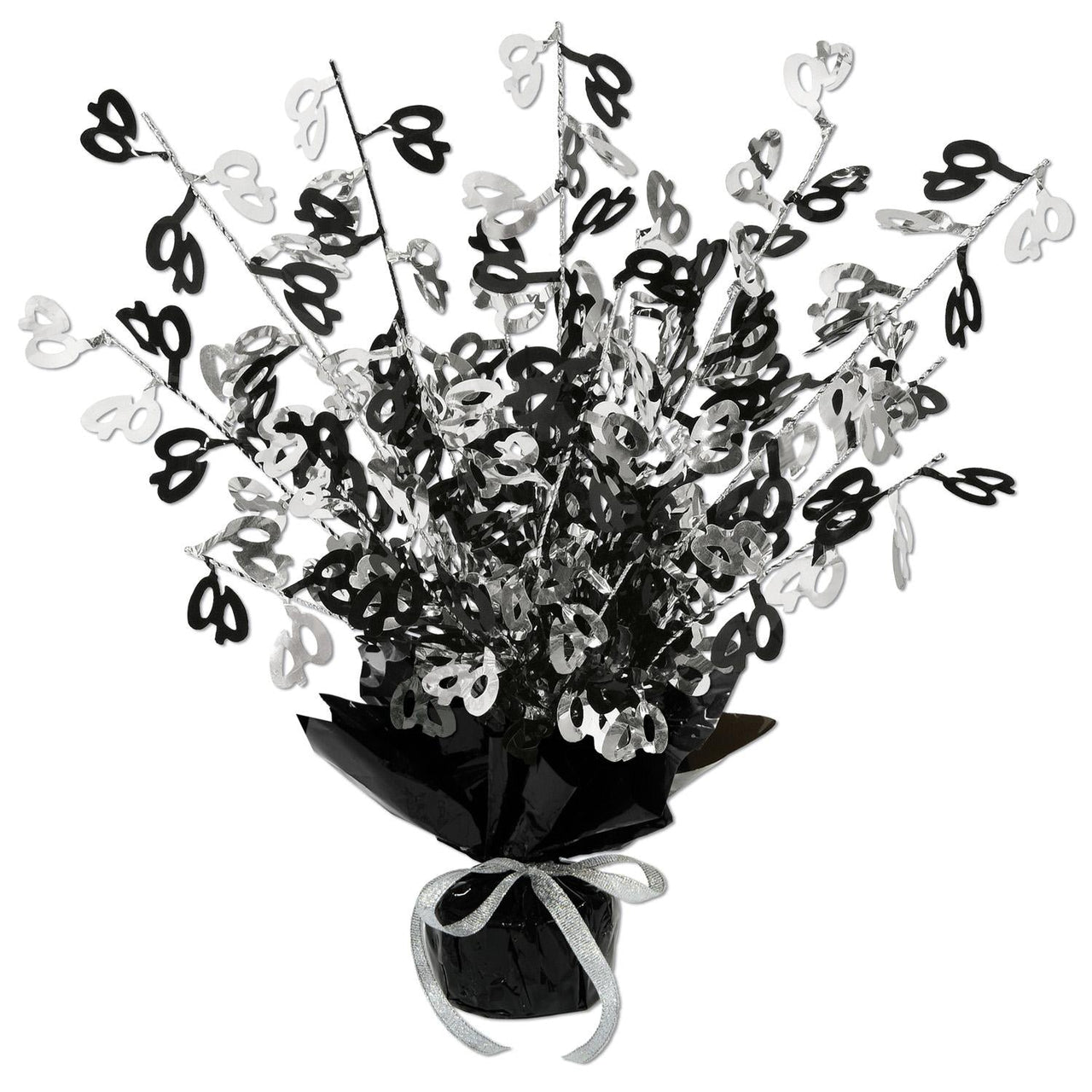 40th Birthday Party Centerpiece - black - Bulk 12 Pack