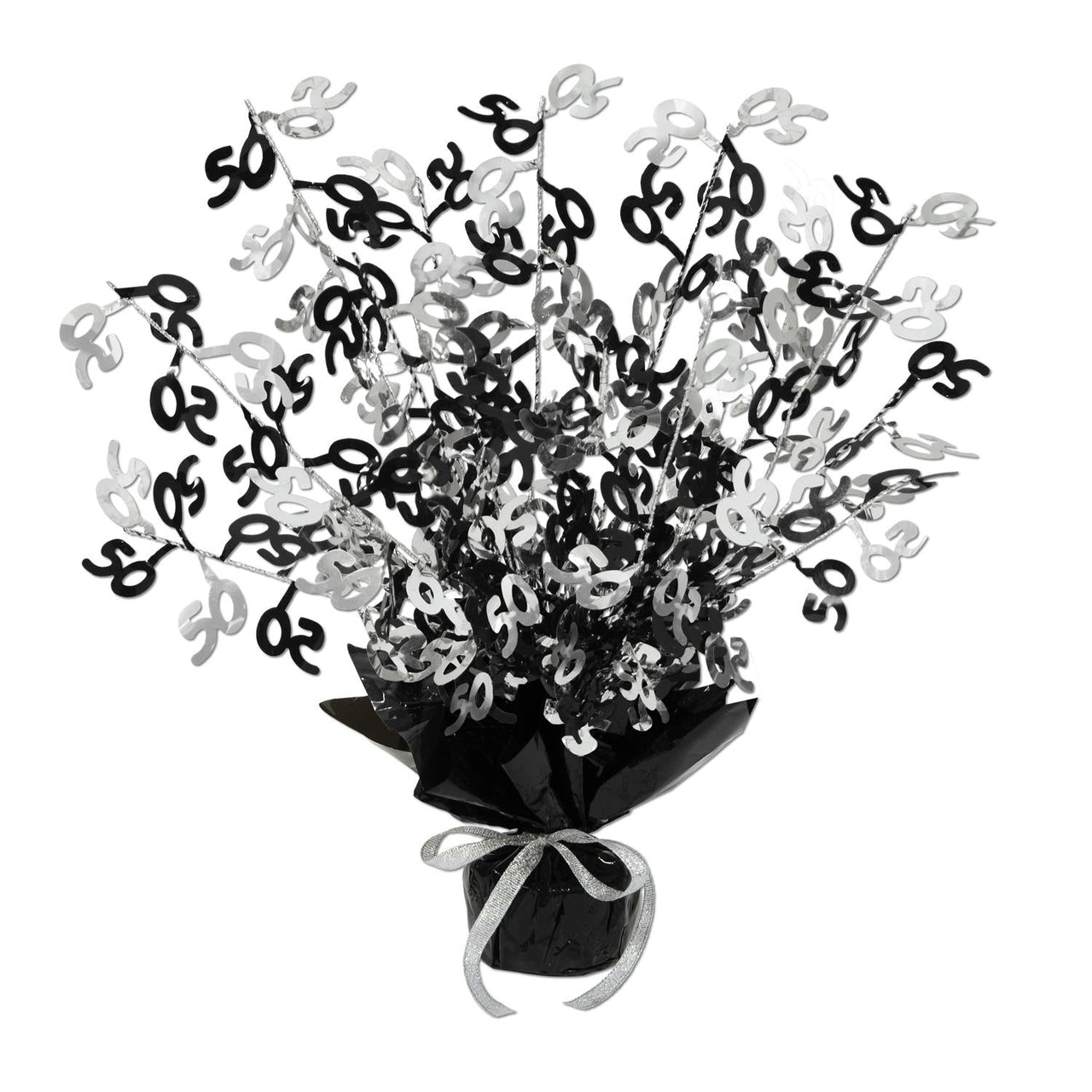 50th Birthday Party Centerpiece - black - Bulk 12 Pack