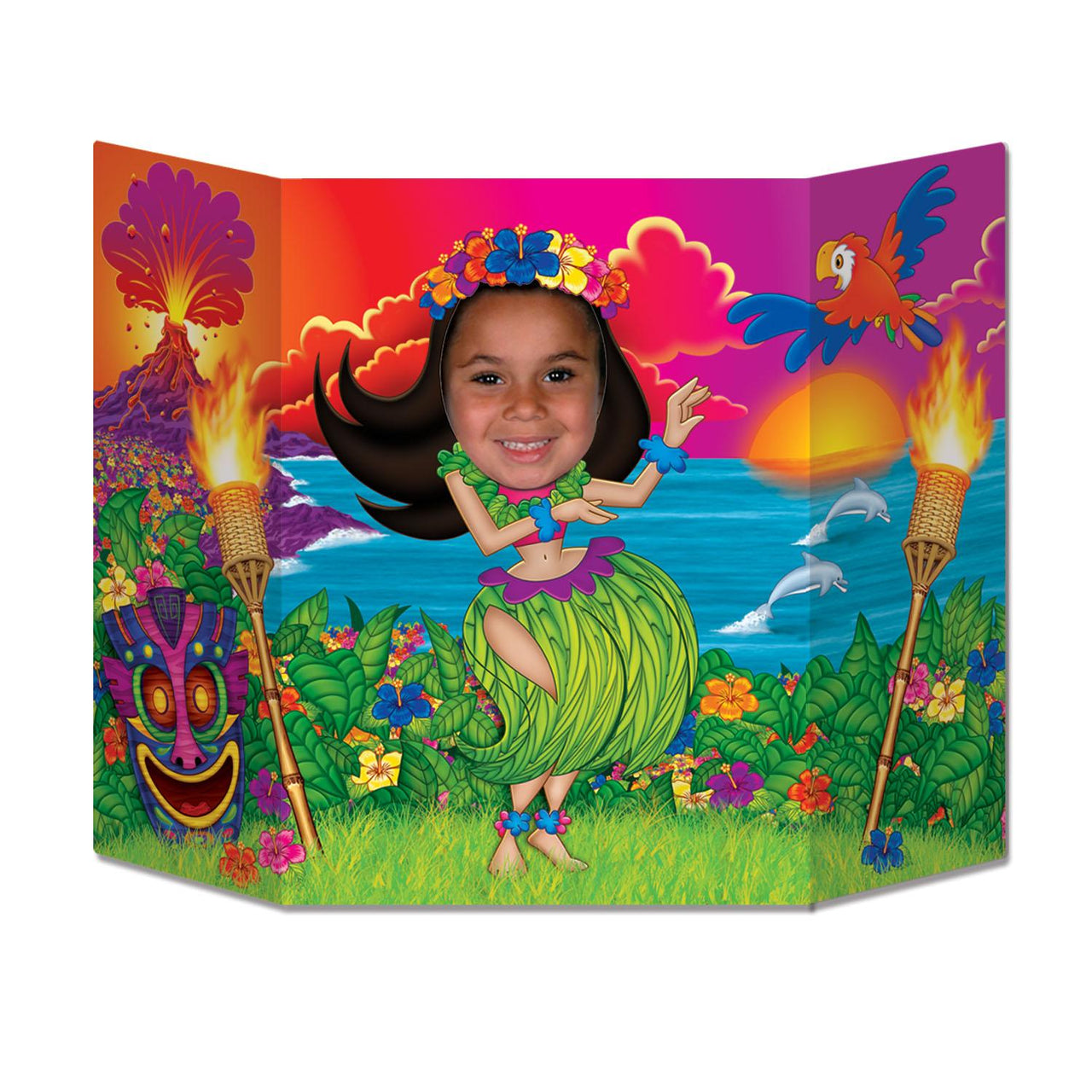 Luau Party Hula Girl Photo Prop - Bulk 6 Pack