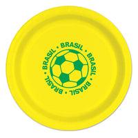 Brazil Soccer Party Plates - 9-inch Dinner Plates (8-count)