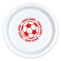 England Soccer Party Plates - 9 Inch Dinner Plates (8 Pack)