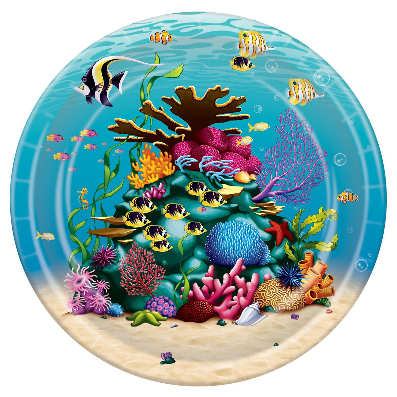 Under The Sea Theme Party Paper Plates 9 inch - Bulk 96 Pack