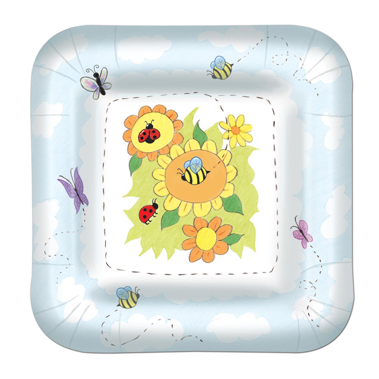 Garden Theme Paper Plates 9 inch - Bulk 96 Pack