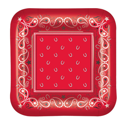 Bandana Party Plates Paper Plates 9 inch - Bulk 96 Pack