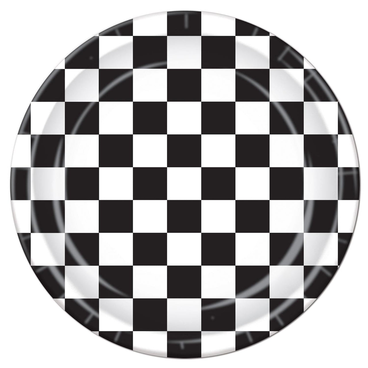 Black and White Checkered Party Paper Plates 9 inch - Bulk 96 Pack